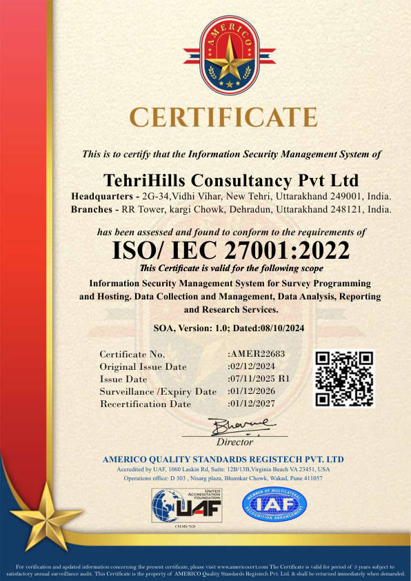 ISO/IEC 27001 certificate — India